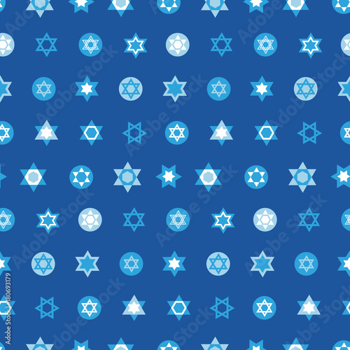 Jewish stars set seamless pattern. Star of David national Israel symbols