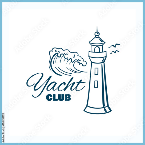 Yacht Club Badge With Lighthouse
