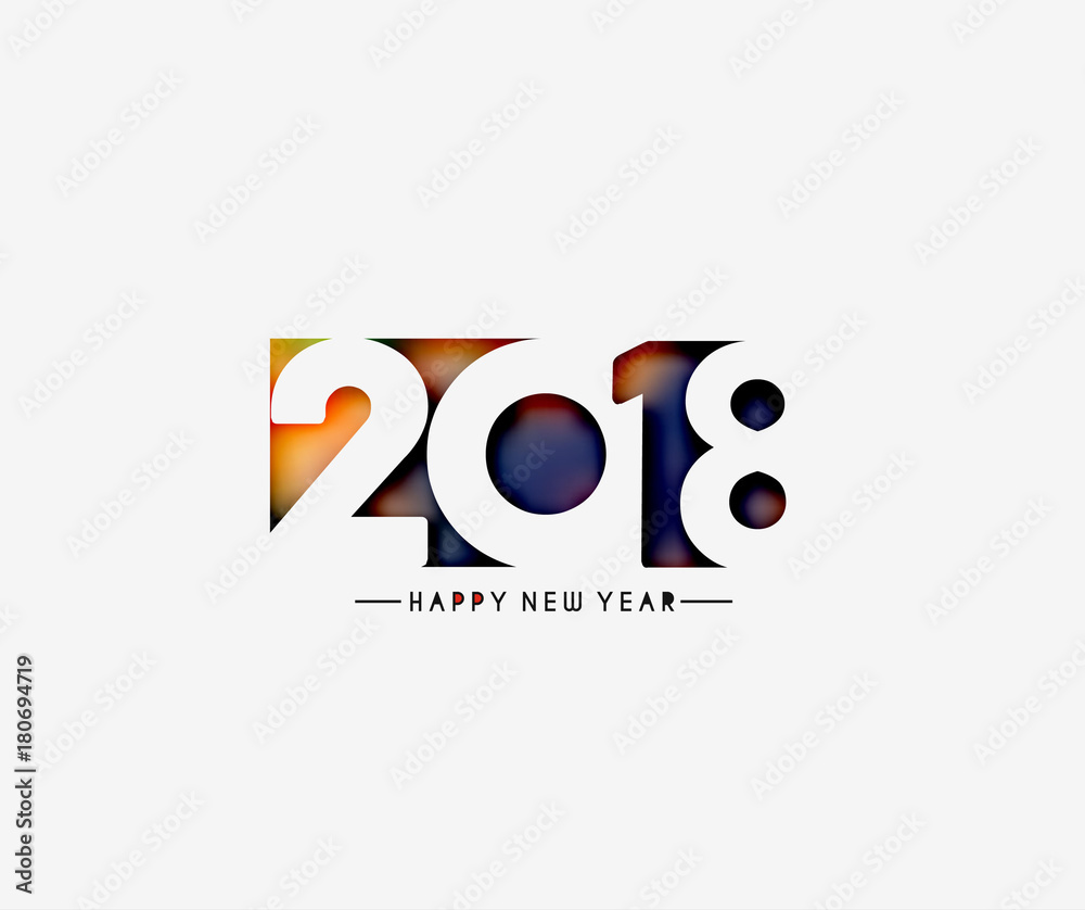 Happy new year 2018 Text Design. Happy new year 2018 Text Design.