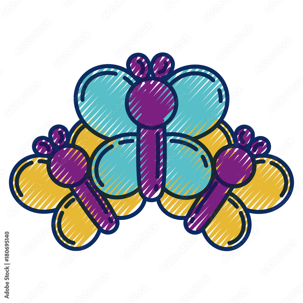 balloons shaped three butterfly decoration festival vector illustration balloons shaped three butterfly decoration festival vector illustration