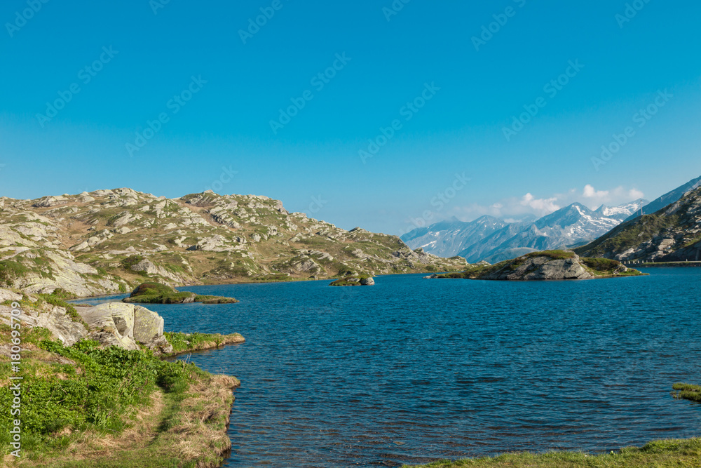 Alpine pass of San Bernardino in Switzerland, Moesola Lake