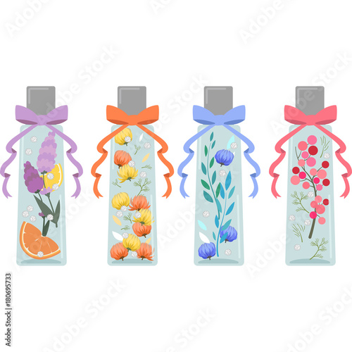ハーバリウムのイラストセット 角型瓶 Stock Vector Adobe Stock