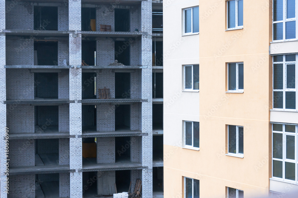 Brick building near the new building