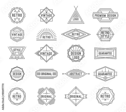 Set of minimal geometric vintage labels with the place for text.