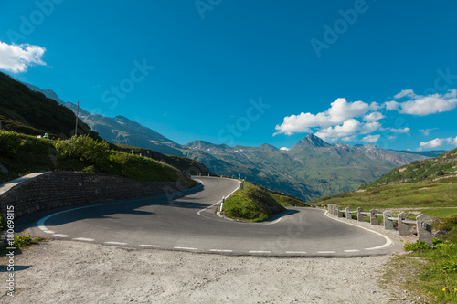 Alpine pass of San Bernardino in Switzerland, road