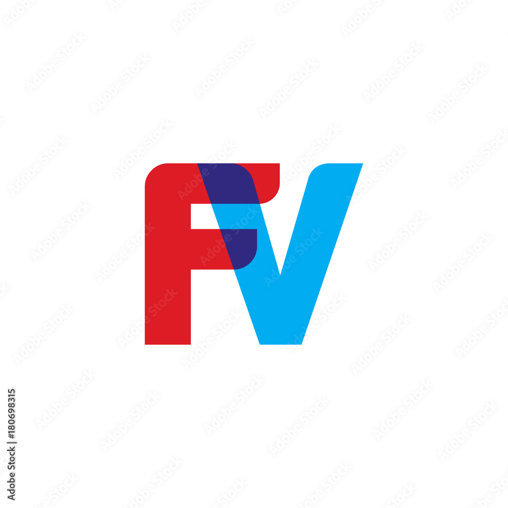 Initial letter FV, overlapping transparent uppercase logo, modern red blue color Initial letter FV, overlapping transparent uppercase logo, modern red blue color