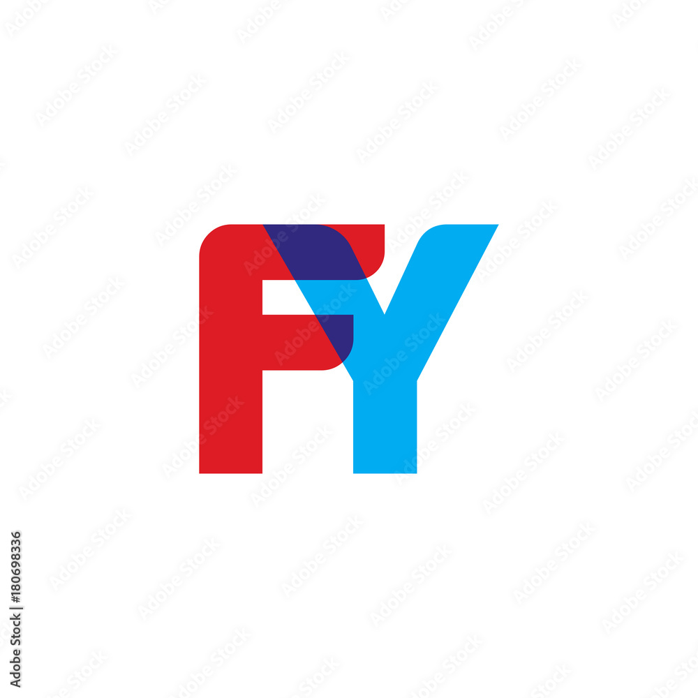 Initial letter FY, overlapping transparent uppercase logo, modern red blue color Initial letter FY, overlapping transparent uppercase logo, modern red blue color
