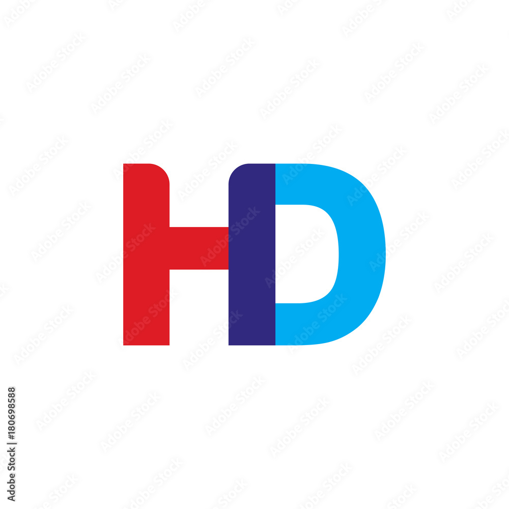 Initial letter HD, overlapping transparent uppercase logo, modern red blue color Initial letter HD, overlapping transparent uppercase logo, modern red blue color