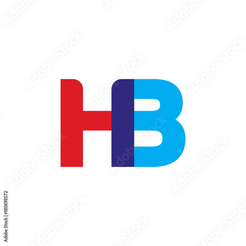 Initial letter HB, overlapping transparent uppercase logo, modern red blue color