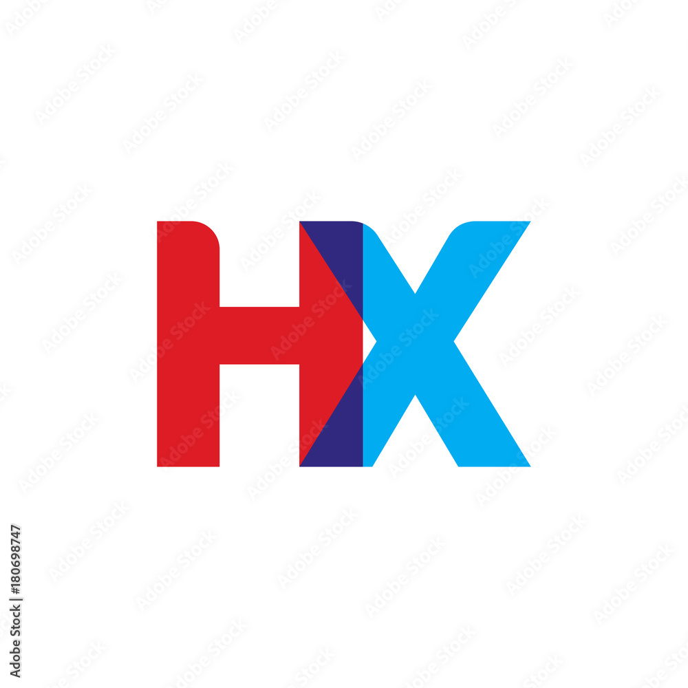 Initial letter HX, overlapping transparent uppercase logo, modern red blue color Initial letter HX, overlapping transparent uppercase logo, modern red blue color