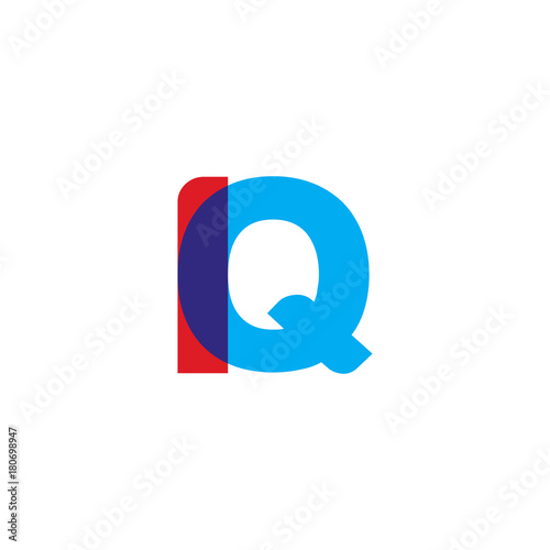 Initial letter IQ, overlapping transparent uppercase logo, modern red blue color