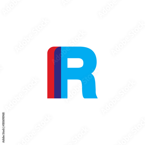 Initial letter IR, overlapping transparent uppercase logo, modern red blue color