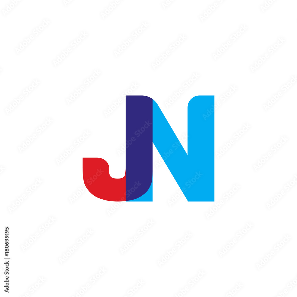 Initial letter JN, overlapping transparent uppercase logo, modern red blue color Initial letter JN, overlapping transparent uppercase logo, modern red blue color