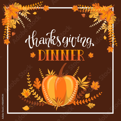 Handlettering thanksgiving dinner invitation design
