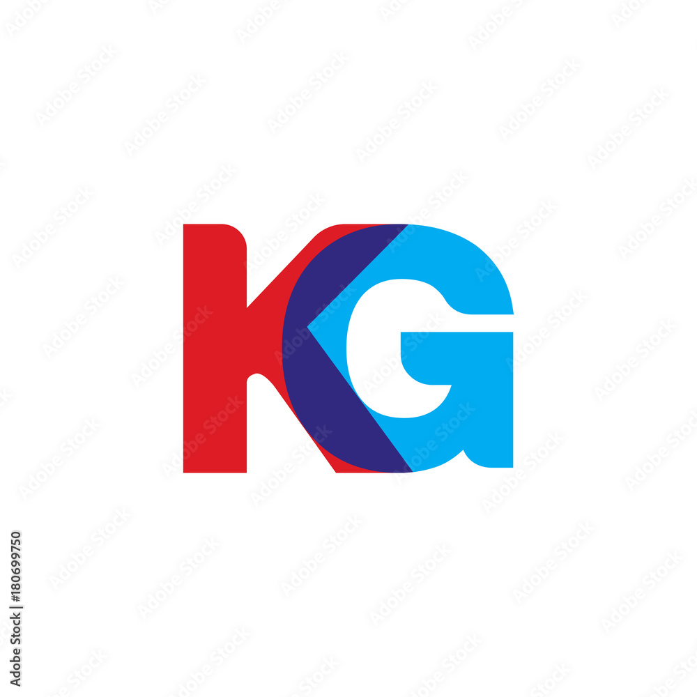 Initial letter KG, overlapping transparent uppercase logo, modern red blue color
