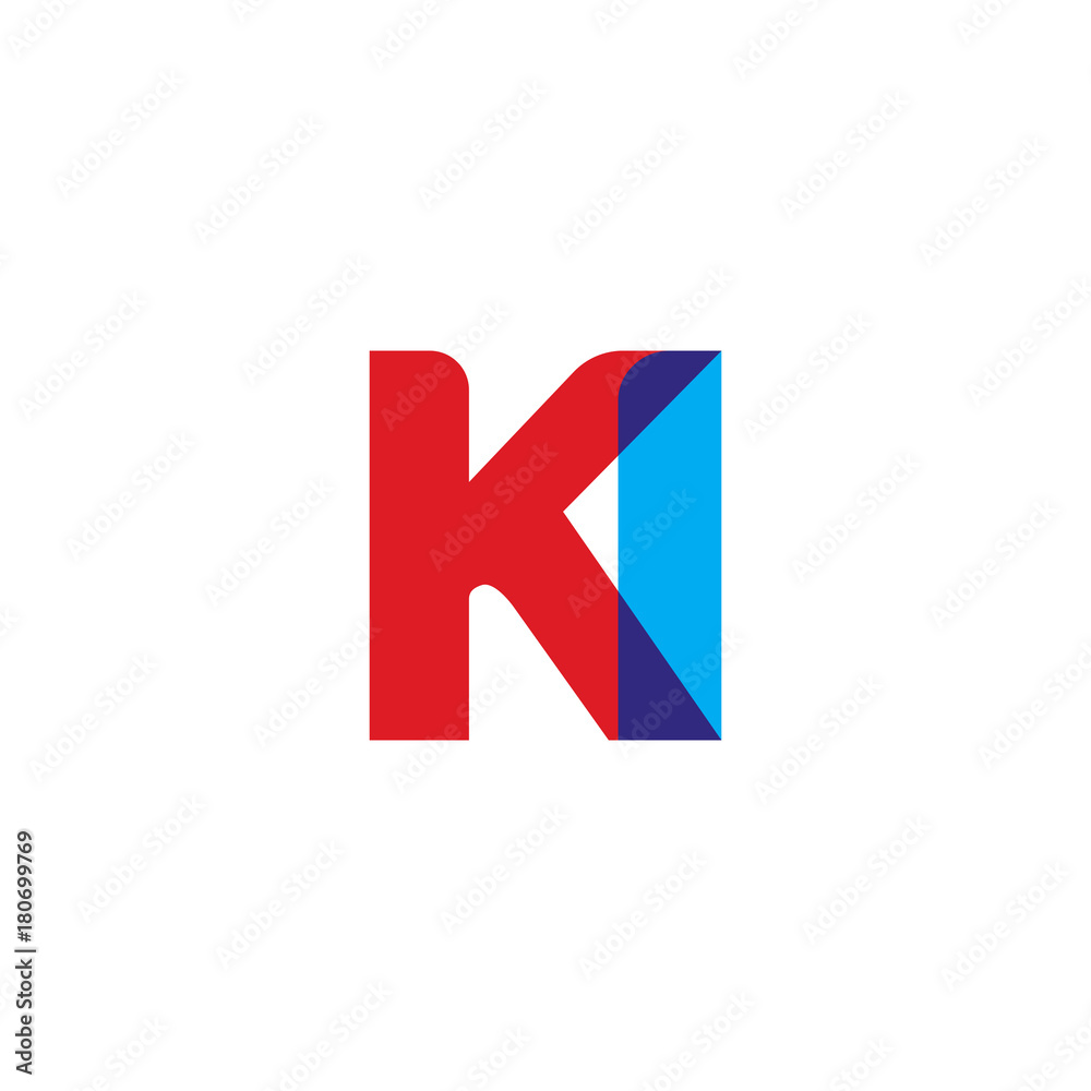 Initial letter KI, overlapping transparent uppercase logo, modern red blue color Initial letter KI, overlapping transparent uppercase logo, modern red blue color