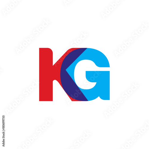 Fototapeta Naklejka Na Ścianę i Meble -  Initial letter KG, overlapping transparent uppercase logo, modern red blue color