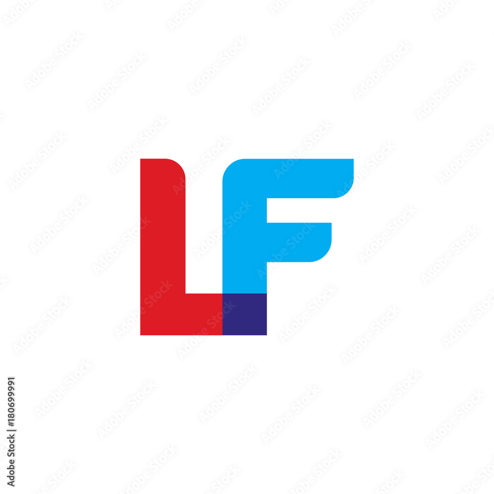Initial letter LF, overlapping transparent uppercase logo, modern red blue color Initial letter LF, overlapping transparent uppercase logo, modern red blue color