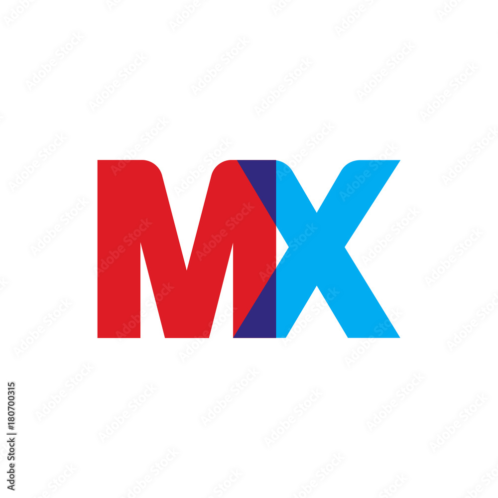 Obraz premium Initial letter MX, overlapping transparent uppercase logo, modern red blue color