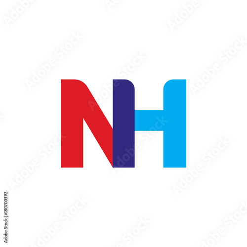 Free Download Initial letter NH, overlapping transparent uppercase logo, modern red blue color - GFXLoad