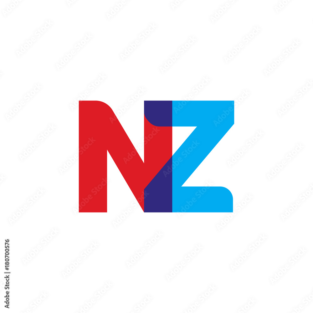 Initial letter NZ, overlapping transparent uppercase logo, modern red blue color Initial letter NZ, overlapping transparent uppercase logo, modern red blue color