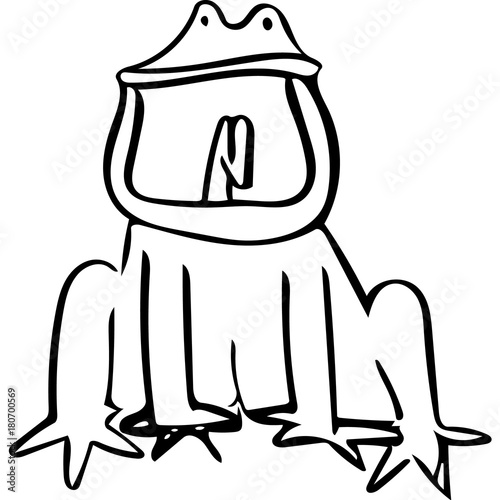 frog sitting on the ground screams with pain