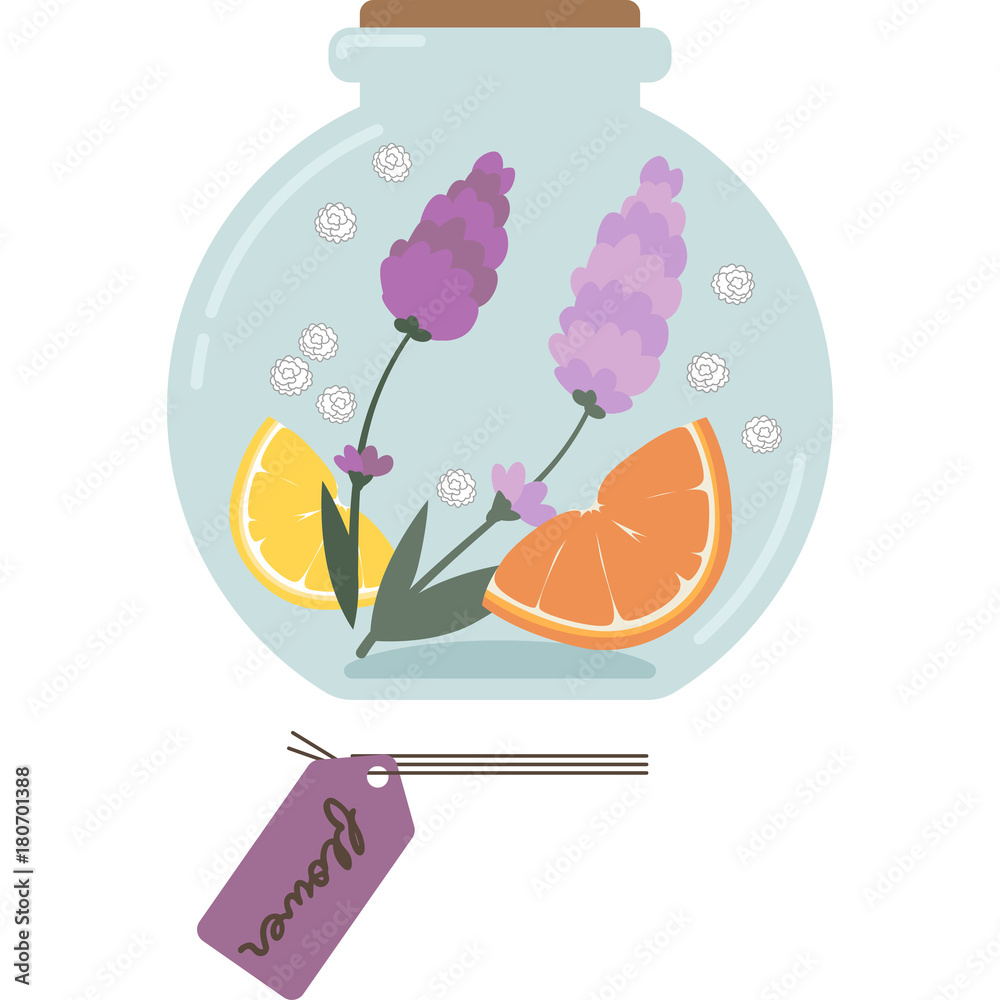 ハーバリウムのイラスト 丸型 紫 Stock Vector Adobe Stock