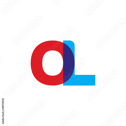 Initial letter OL, overlapping transparent uppercase logo, modern red blue color