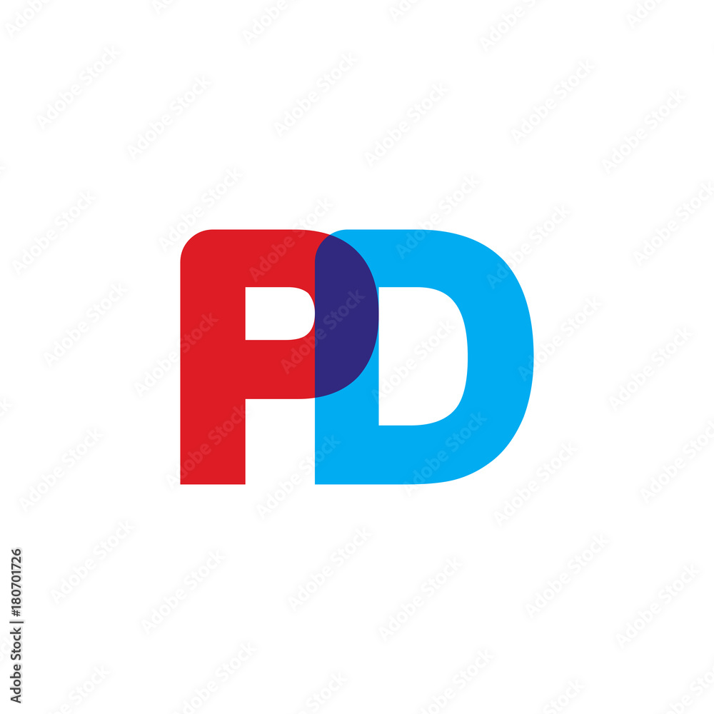 Initial letter PD, overlapping transparent uppercase logo, modern red blue color Initial letter PD, overlapping transparent uppercase logo, modern red blue color
