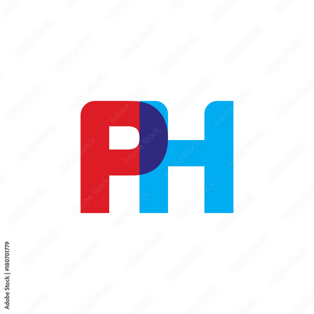 Initial letter PH, overlapping transparent uppercase logo, modern red blue color Initial letter PH, overlapping transparent uppercase logo, modern red blue color