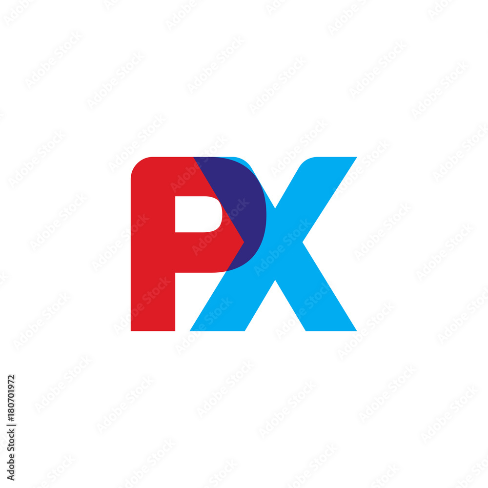 Fototapeta premium Initial letter PX, overlapping transparent uppercase logo, modern red blue color