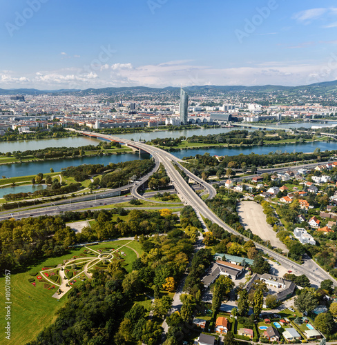Aerial View Of Vienna City from Donou tower