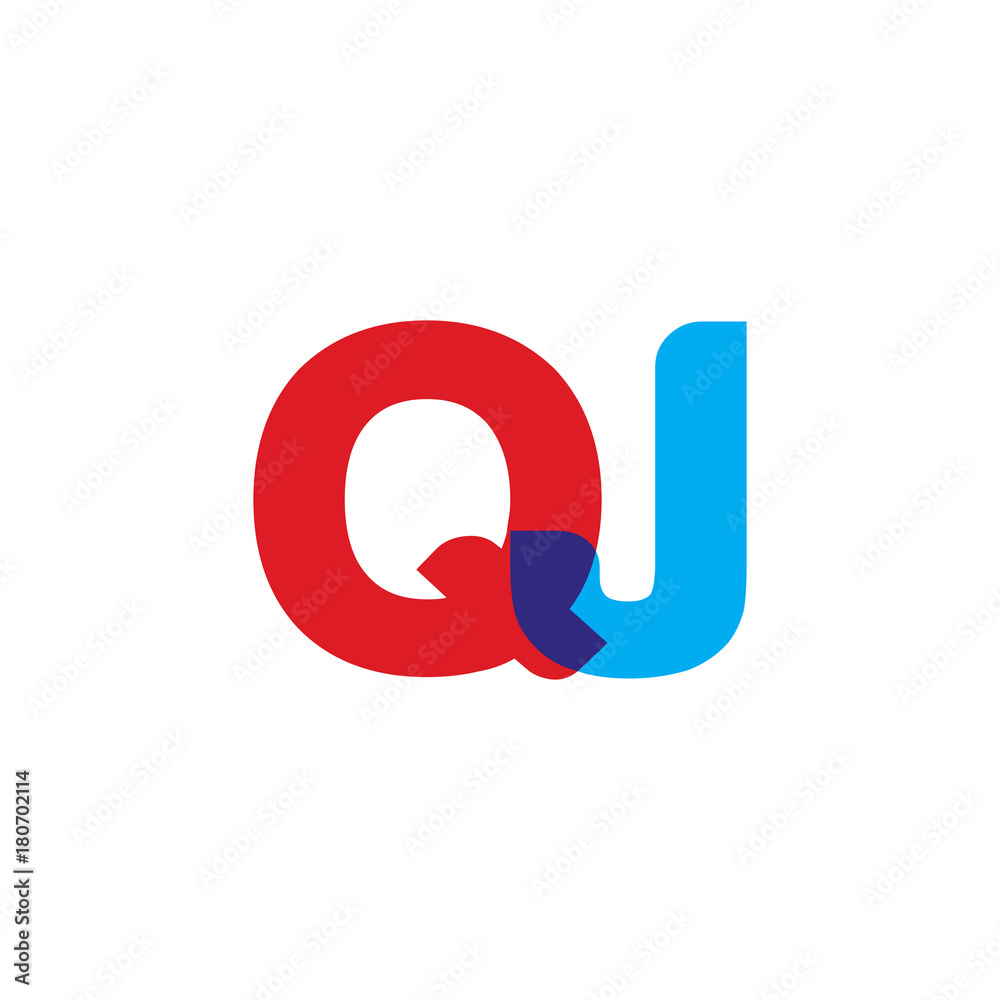 Initial letter QJ, overlapping transparent uppercase logo, modern red blue color Initial letter QJ, overlapping transparent uppercase logo, modern red blue color