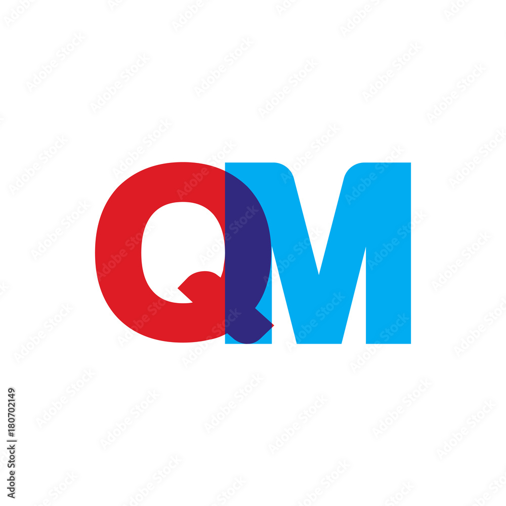 Initial letter QM, overlapping transparent uppercase logo, modern red blue color Initial letter QM, overlapping transparent uppercase logo, modern red blue color