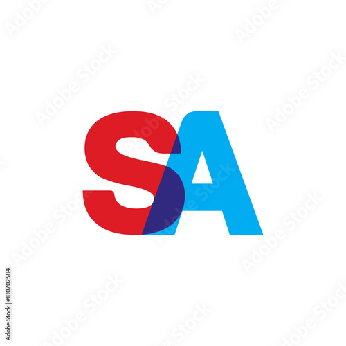 Free Download Initial letter SA, overlapping transparent uppercase logo, modern red blue color - GFXLoad