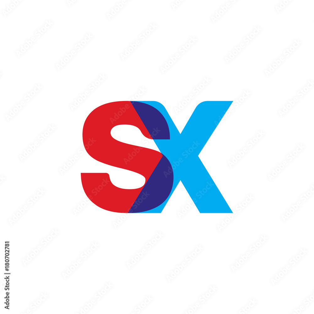Obraz premium Initial letter SX, overlapping transparent uppercase logo, modern red blue color