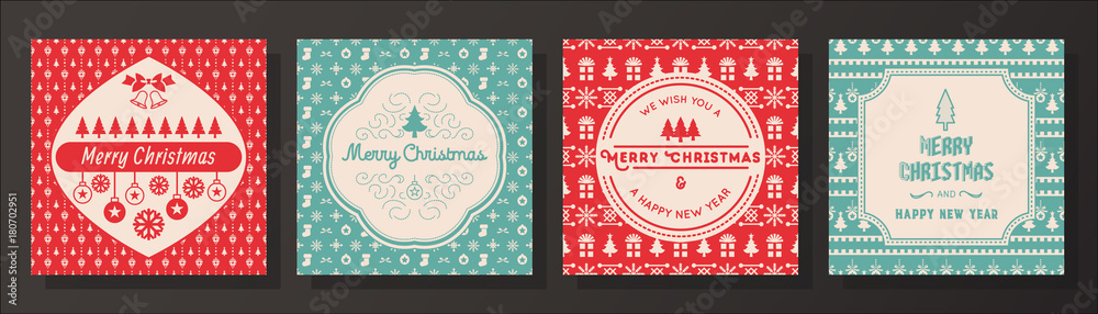 Fototapeta premium Merry Christmas and Happy new year greeting card.