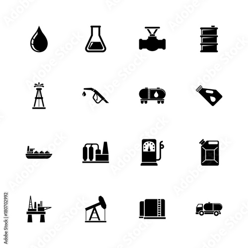 Oil - Expand to any size - Change to any colour. Flat Vector Icons - Black Illustration on White Background.