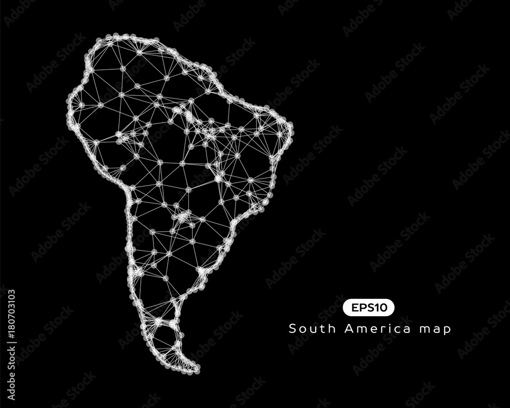 Vector abstract illustration of South America map.