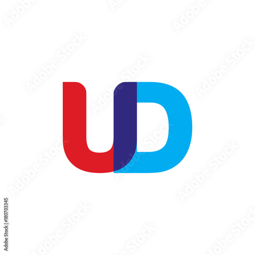 Free Download Initial letter UD, overlapping transparent uppercase logo, modern red blue color - GFXLoad