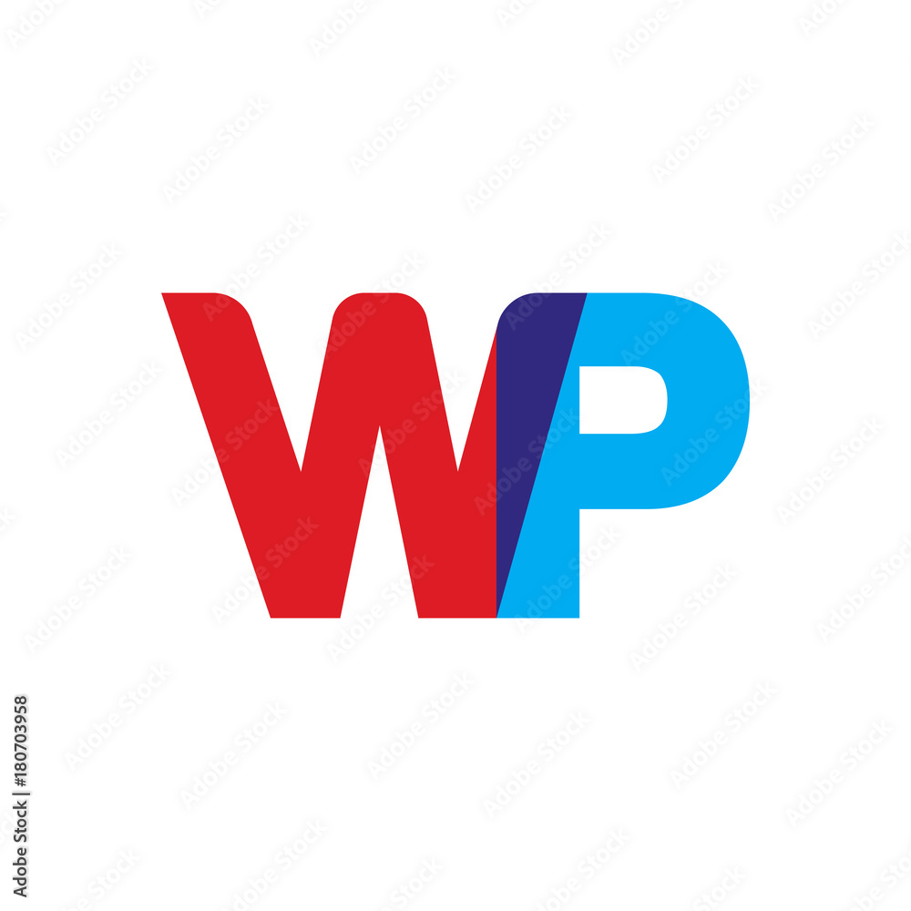 Initial letter WP, overlapping transparent uppercase logo, modern red blue color Initial letter WP, overlapping transparent uppercase logo, modern red blue color