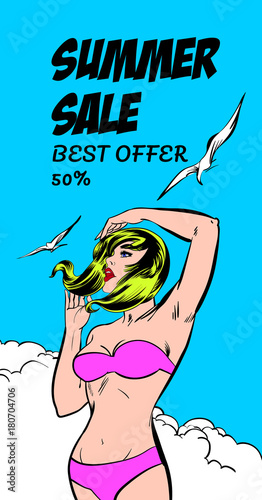 Girl in the style of comic books. Vector illustration.