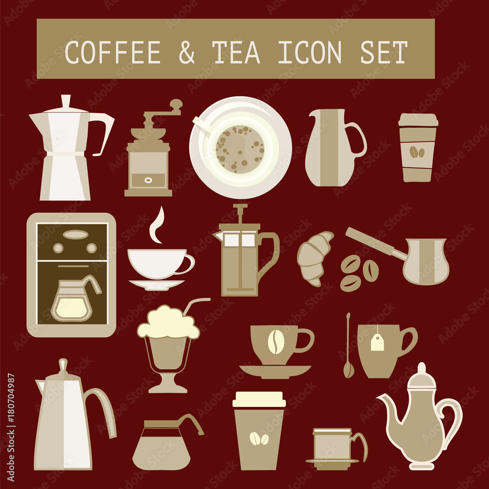 flat tea and coffee icons for web design flat tea and coffee icons for web design