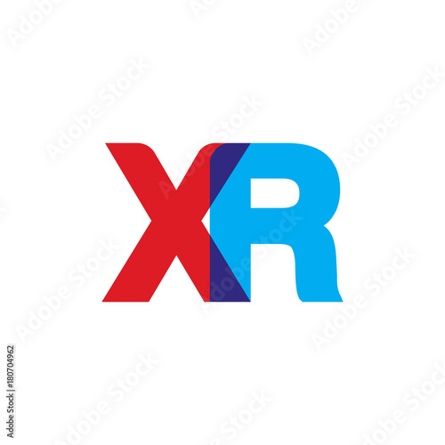 Initial letter XR, overlapping transparent uppercase logo, modern red blue color