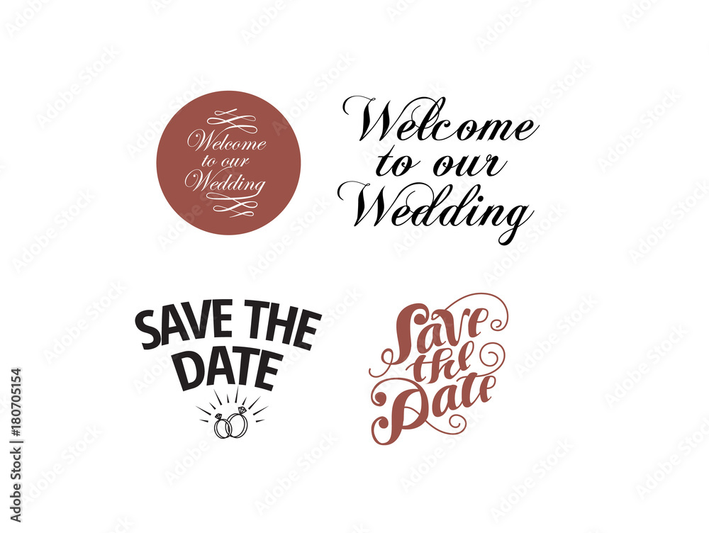 Fototapeta premium Wedding holiday logo collection for poster design. Vector illustration.