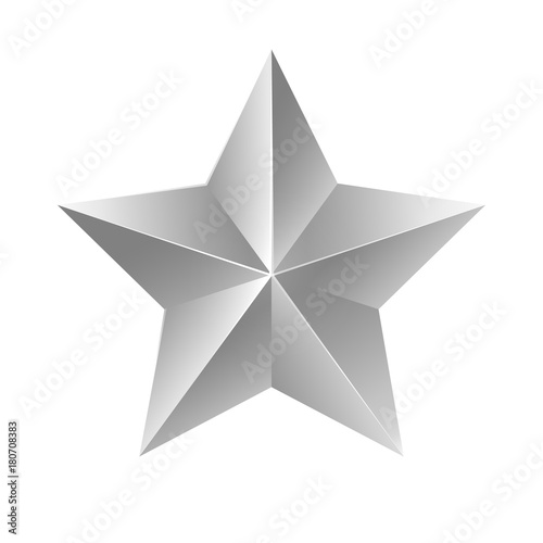 Silver star. Vector sign on white background.