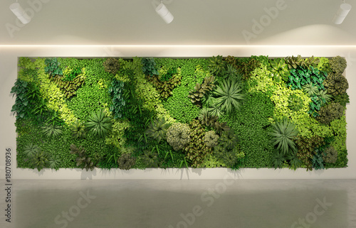 Green wall in modern office building photo