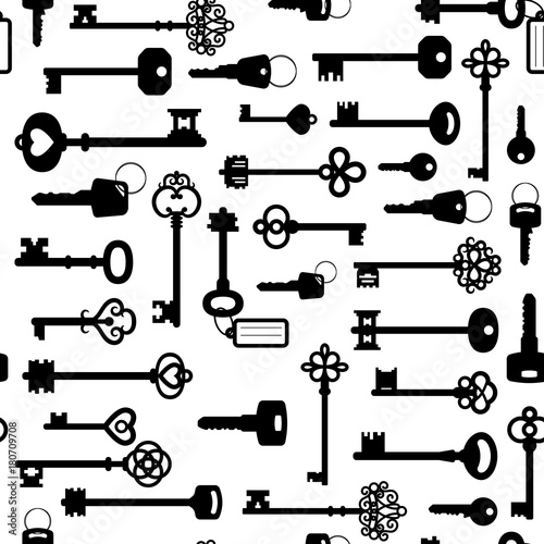 Black and white keys seamless pattern