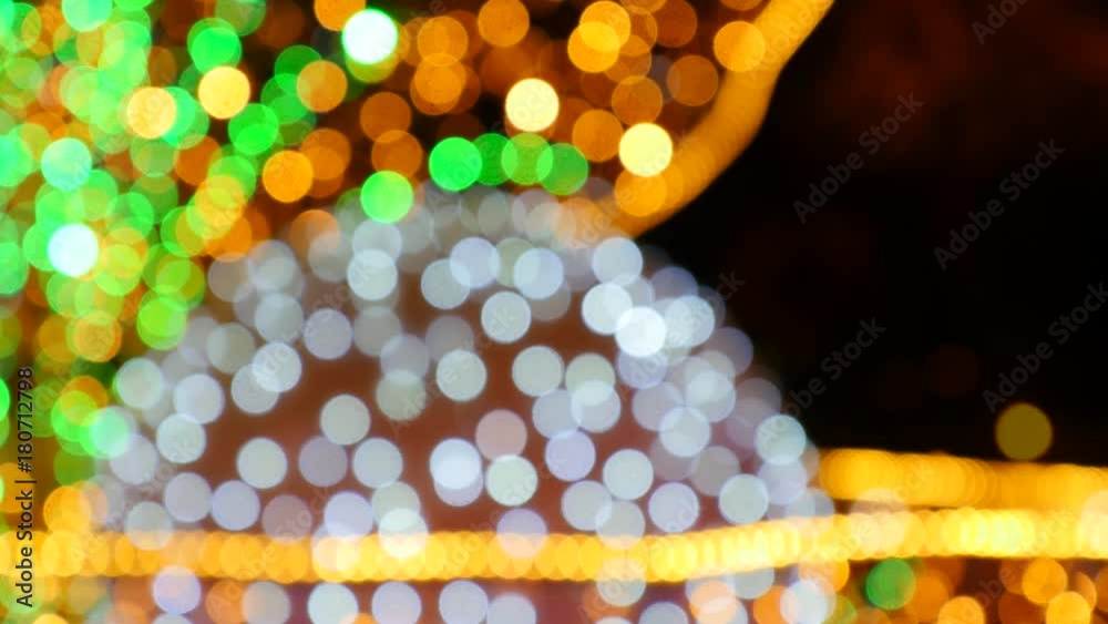 4k bokeh loop luci di Natale a forma di conchiglia