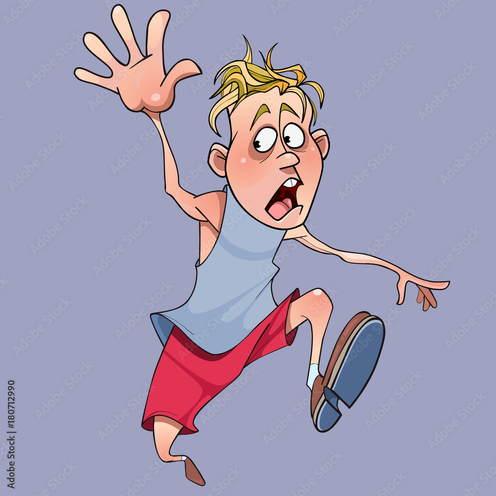 cartoon scared man running at a speed Stock Vector | Adobe Stock